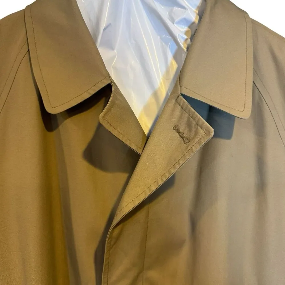 Vintage Jos. A.‎ Bank All-Weather Khaki Trench Coat 46R Wool Liner Made in USA